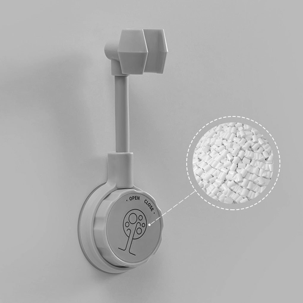Universal adjustable shower head clings to the wall